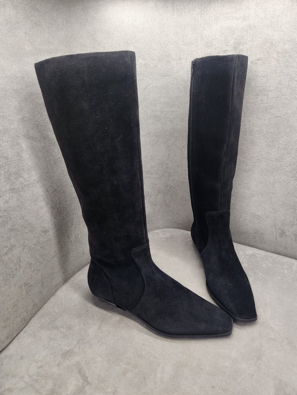 Gianni Bini Knee High Boots 7.5 Black Suede Deion Contemporary SquareToe New$210